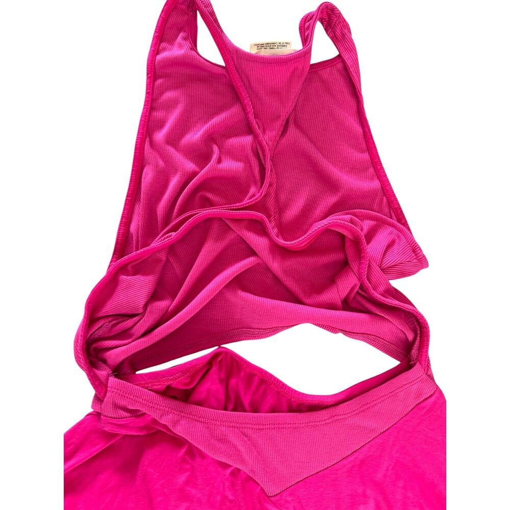 Free People FP Beach Bethany Midi Dress Pink Cutout Racerback Asymmetrical Sz M - Picture 9 of 11